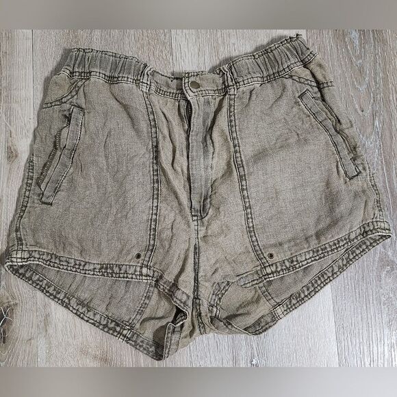 Free People Women's Brown Cargo Short Shorts Stretch Waistband Size 4 - Picture 1 of 4
